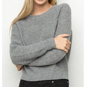 Brandy Melville Sabrina Knit Cropped Sweater - Grey